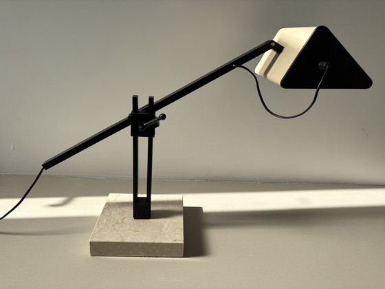 Image 1 of Lámpara de mesa industrial francesa estilo Jean Prouvé con base de mármol, años 70