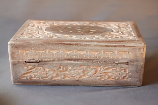 Set of antique carved wooden boxes with ivory inlays. New. Suitable for sewing, jewelry, or other purposes.