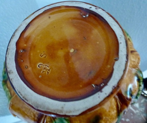 Antiker Majolika-Varenkan – Schramberg / Villeroy & Boch (ca. 1890). – Tischdekoration, Ceramic (photo 6 of 8)