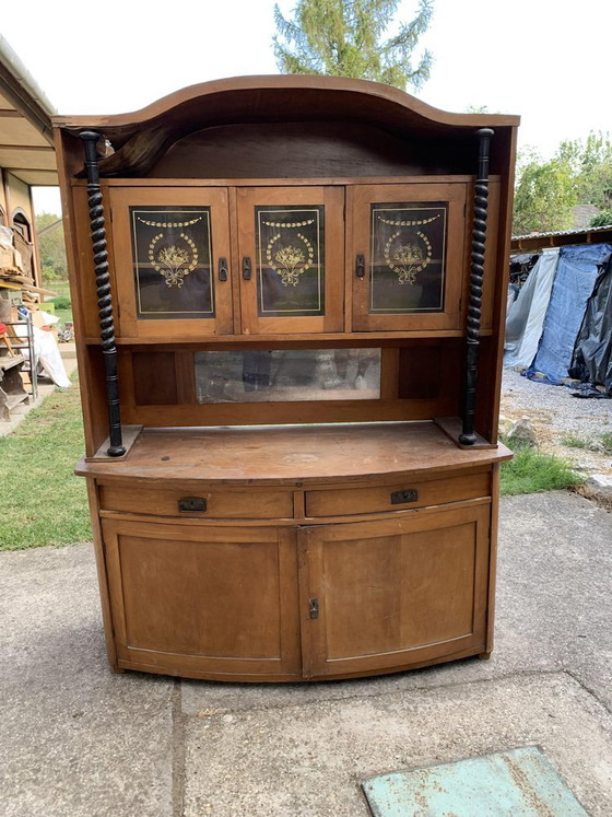 Art Nouveau 2-Piece Kitchen Cupboard – Storage cabinet, Wood, Glass (photo 4 of 9)