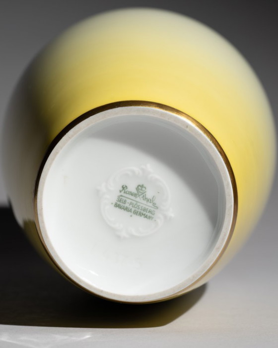 Image 1 of Rosenthal Selb-Plößberg H34.5cm Porcelain Vase Gold Rim & Yellow Gradient Décor