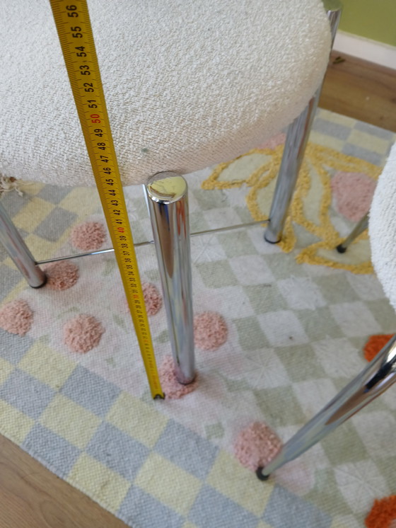 Image 1 of Vier rvs stoelen met boucle stof