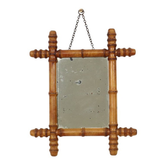 Antiker Holzspiegel Faux Bambus Chinoiserie 40x34cm – Glass, Wood (photo 2 of 14)