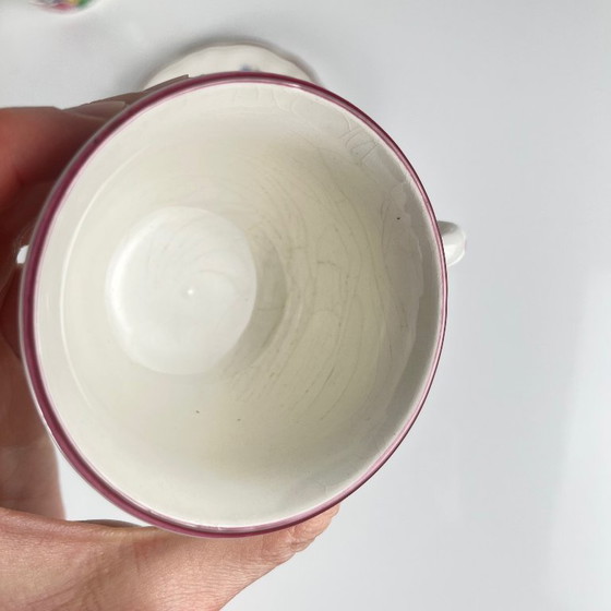 Image 1 of Set of 4 coffee cups with saucers, Streetlight pattern by KG Lunéville