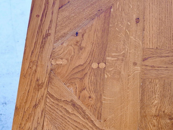 Image 1 of Solid oak coffee table, Aremberg parquet pattern, 19th century