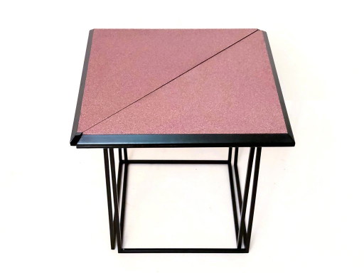 Tavolino laterale postmoderno "a tavolo diviso" – bijzettafels, Metal, Vintage (photo 2 of 12)