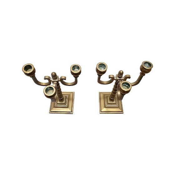 Image 1 of Alte holländische Messingleuchter, Ende der 1920er Jahre