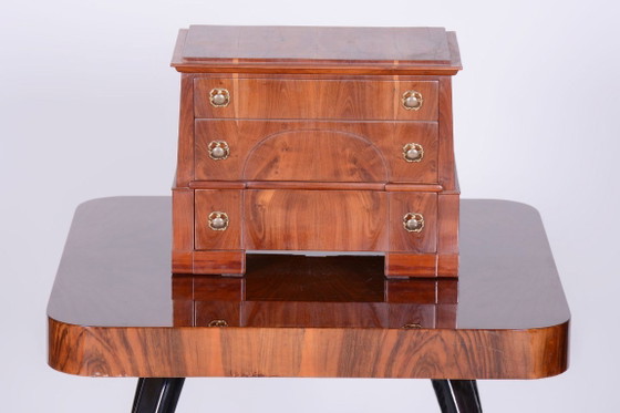 Gerestaureerde Biedermeier sieradendoos, sparrenhout, pruimenhout, Duitsland, jaren 1830 (photo 9 of 10)