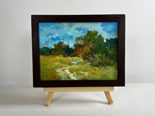 Original Oil Painting Summer Forest Landscape The path to the forest depths