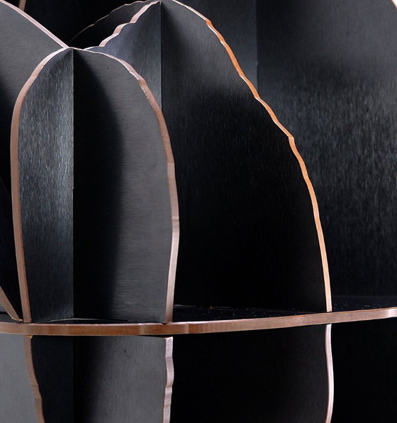 Image 1 of Mobile contenitore da parete Fausto "Ibex" in nero spazzolato di Ibride - Benoit Convers - Francia