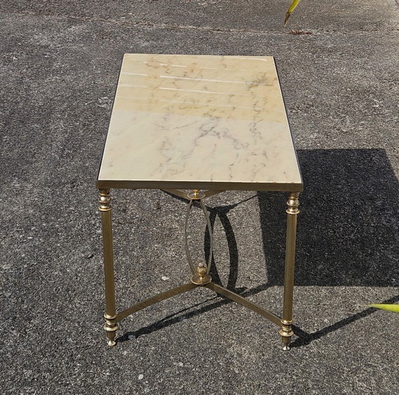 Image 1 of French Vintage Marble Coffee Table-Maison Jansen Cocktail Table-Lounge Table Hollywood Regency Style-70s