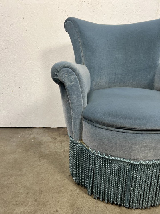 Image 1 of Poltrona da cocktail vintage, Francia anni '60, velluto blu