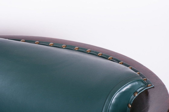 Pair Of Restored Art Deco Armchairs, by F. And H. Gessner, Oak, Czech, 1920s – Leather, Wood (photo 8 of 9)