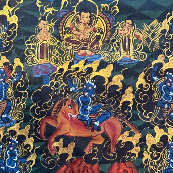 Vajradhatu Mandala Thangka – Rituelle Meditations-Thangka mit den Fünf Dhyani Buddhas (Lot 344) (photo 6 of 7)