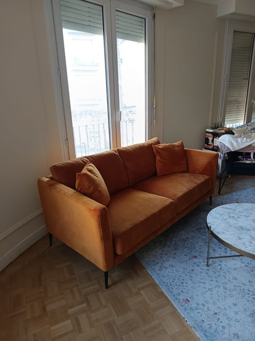 Elico-bank van Moulins – Frans fabricaat – Caramel – 2 zitsbanken, Velvet (photo 2 of 5)