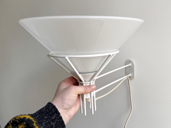 1x Vintage Jaren 80 Wandlamp Draadmetaal En Glazen Kap – Wandlampen, Glass, Metal (photo 2 of 7)