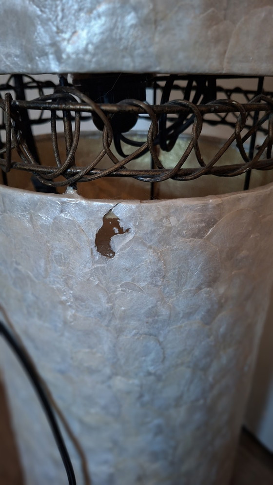 Image 1 of Lampadaire Ellipse vintage avec motif en nacre