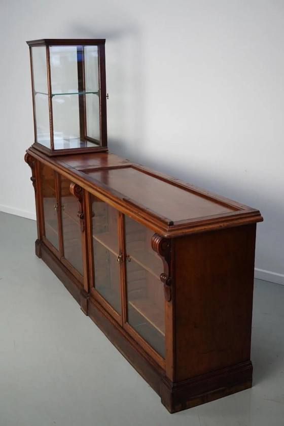 Image 1 of Engelse Victoriaanse apothekersbalie / vitrine uit de 19e eeuw