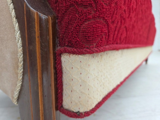 Image 1 of Divano danese a 3 posti degli anni '50, rivestimento originale in lana per mobili rosso/beige.