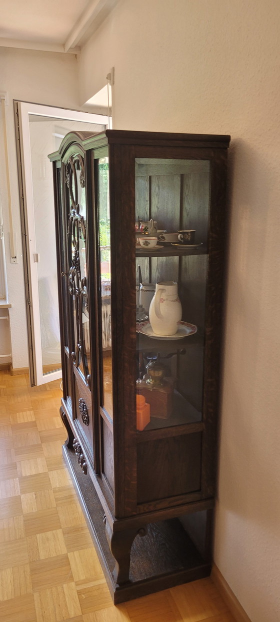 Antieke vitrinekast, begin 20e eeuw – Vitrinekasten, Glass, Wood (photo 4 of 8)