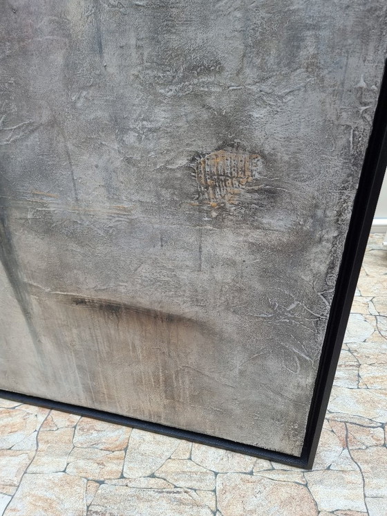 Image 1 of Frances Eckhardt - modern art gray mysterious figure figurative art painting 100x100 cm framed