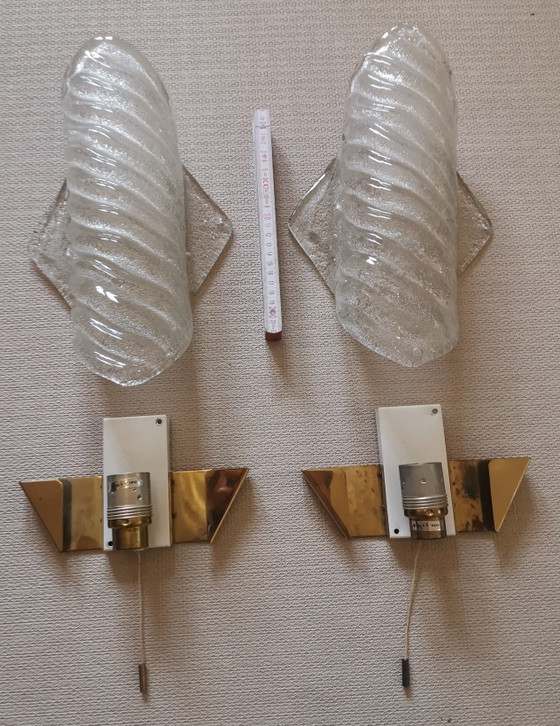 Lámparas de pared Hillebrand de cristal de Murano de mediados de siglo, 2 unidades, años 60 y 70. – Apliques (photo 4 of 7)