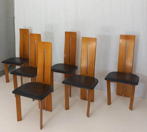 Set of 6 chairs by Mario Marenco for Mobilgirgi, 70s 