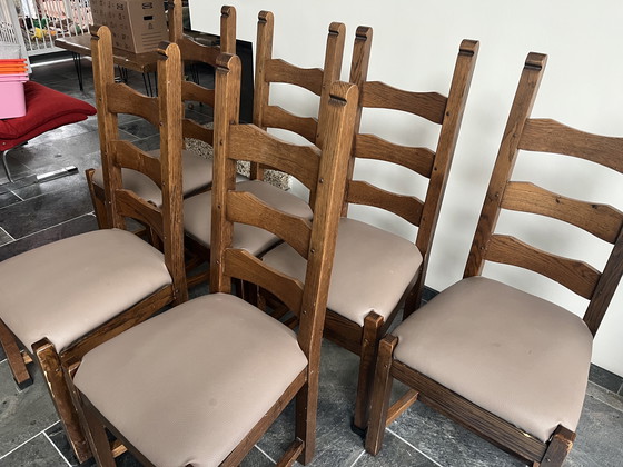 Image 1 of Vintage stoelen met nieuw skai bekleed set van 6
