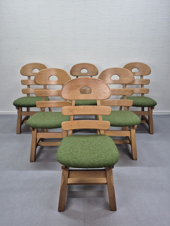 Image 1 of Set brutalista (6) sedie. Sedia da pranzo spagnola a 'spina di pesce'.