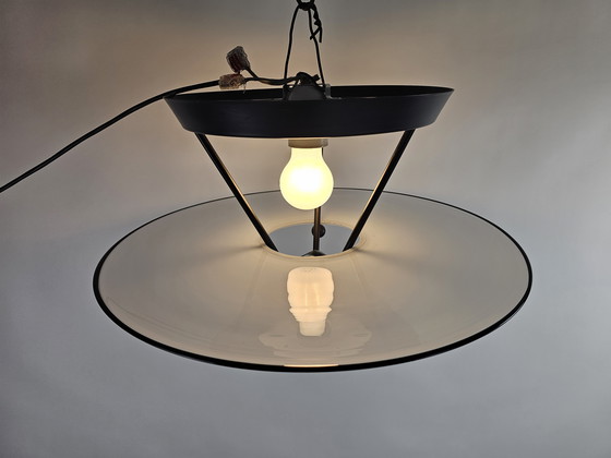 Image 1 of Suspension en verre et acier, Italie, années 80