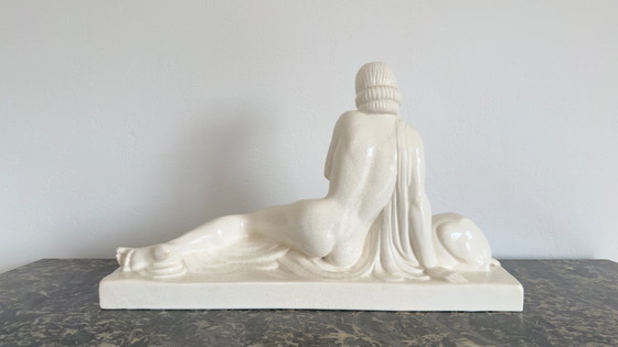 Image 1 of Art Deco "Woman and Fawn" Sculpture by Charles Lemanceau – Saint-Clément