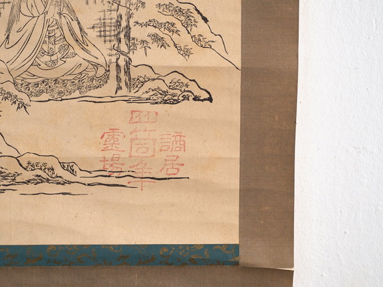 Antico kakejiku giapponese di un paesaggio xilografico in stampa su carta – Giappone, circa 1900 (photo 34 of 40)
