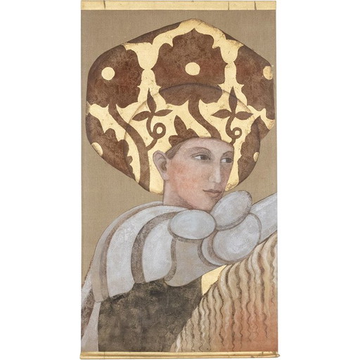 Vintage painting representing a face, France