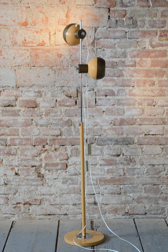 Lampada da terra Mid-Century restaurata, di Drukov, Metallo, Ricablata, Ceca, anni '70, Lampade da terra (foto 8 di 13)