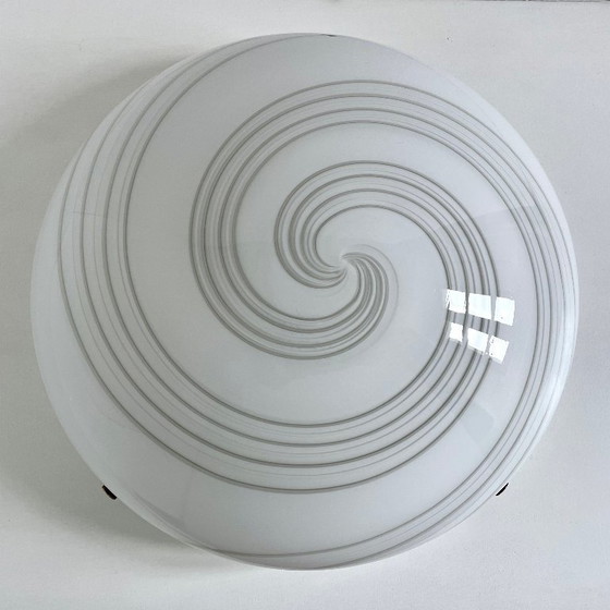 Image 1 of Murano art glass Swirled three-light large wall/ceiling lamp. Italy, 1980s.