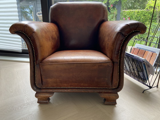 Image 1 of Schapenleren Clubfauteuil Art Deco