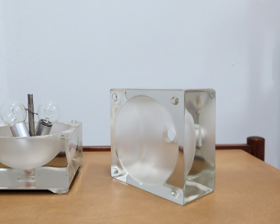 Image 1 of Lampada da tavolo Cubosfera anni '60 di Alessandro Mendini per Fidenza Vetraria
