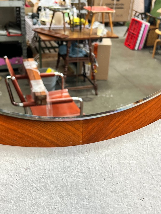 Image 1 of Vintage Danish Teak Mirror, Round, 1970s