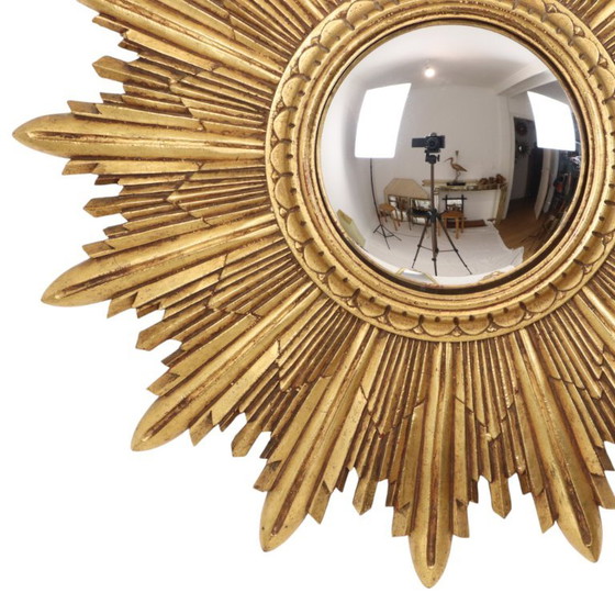 Bladgoud Zonnespiegel Sunburst Spiegel Hars 56cm – Plastic, Glass (photo 4 of 24)