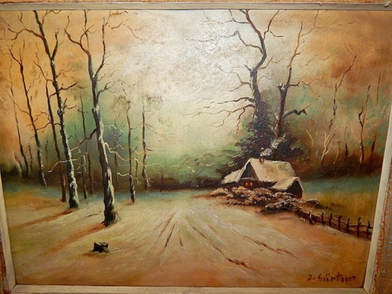Image 1 of Óleo antiguo sobre lienzo de 1867 - J. Gärtner (Escuela Alemana) en un lujoso marco barroco