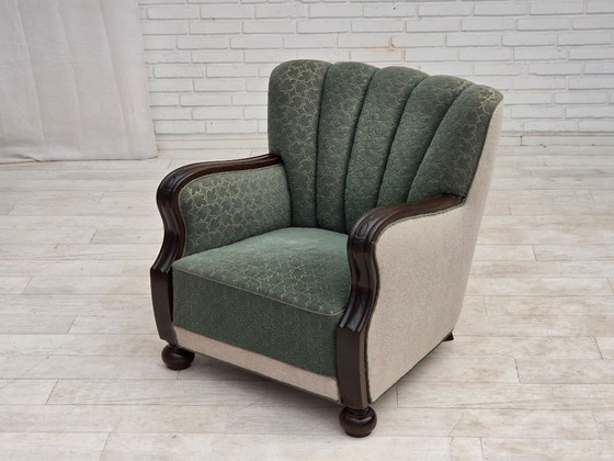 Deense relaxstoel uit de jaren 60, meubelwol, eikenhout – Fauteuils, Wood, Wool (photo 18 of 21)