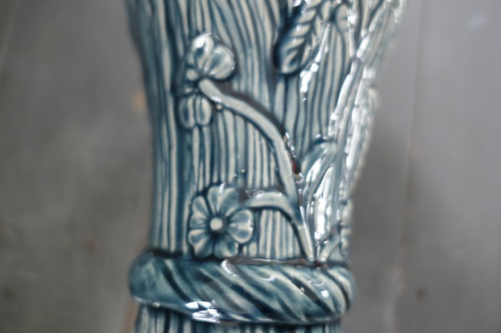 Image 1 of Art Nouveau Barbotine vaas 832 versierd met korenaren