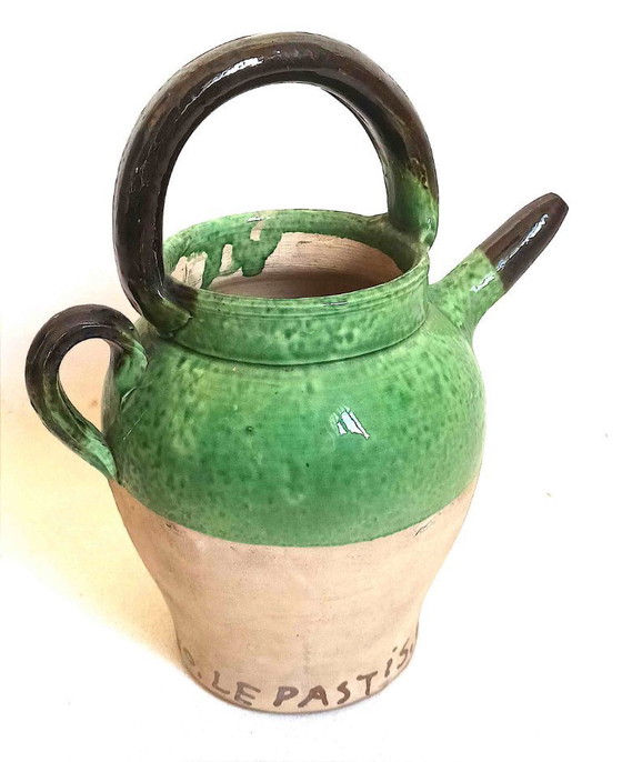 Image 1 of Brocca in terracotta Pastis Monaco degli anni '40. Altezza 26,5 cm.