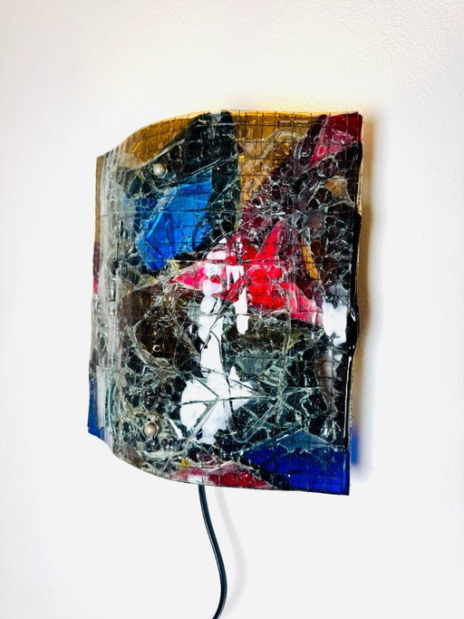 Glass Fused Wall Lamp by Glasstudio Van Tetterode, The Netherlands, 1950s – wandlampen, Aluminium (photo 2 of 7)