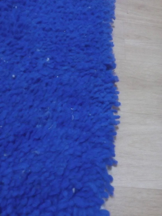 Tappeto di design berbero - tocco blu - tappeto marocchino fatto a mano - 241x165 cm – Tappeti, Wool, Cotton (photo 5 of 6)