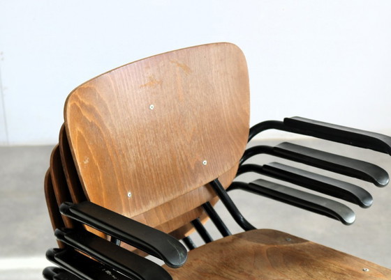 Image 1 of 6 chaises d'école vintage