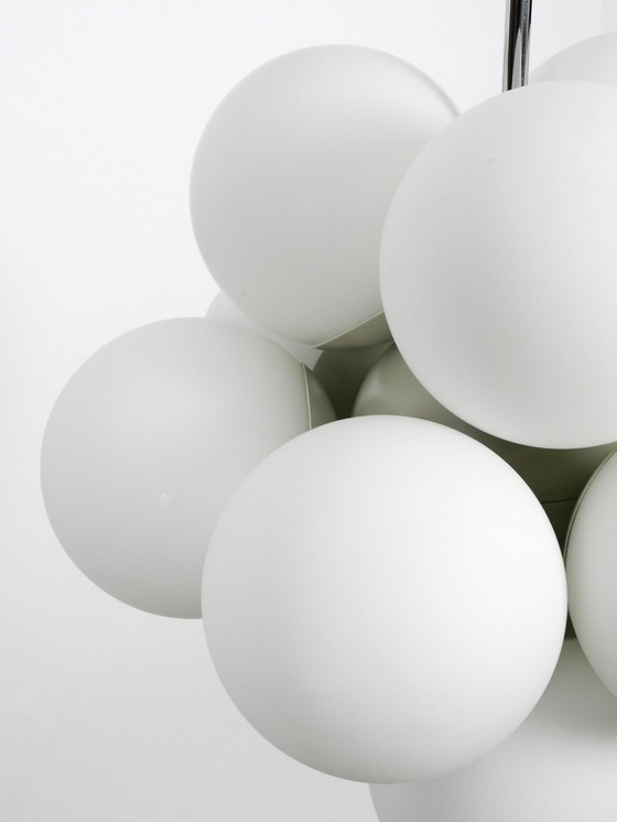 Image 1 of Beautiful Unused 1960S Atomic Space Age Kaiser Leuchten Metal Ceiling Lamp With 12 Glass Spheres In Light Gray