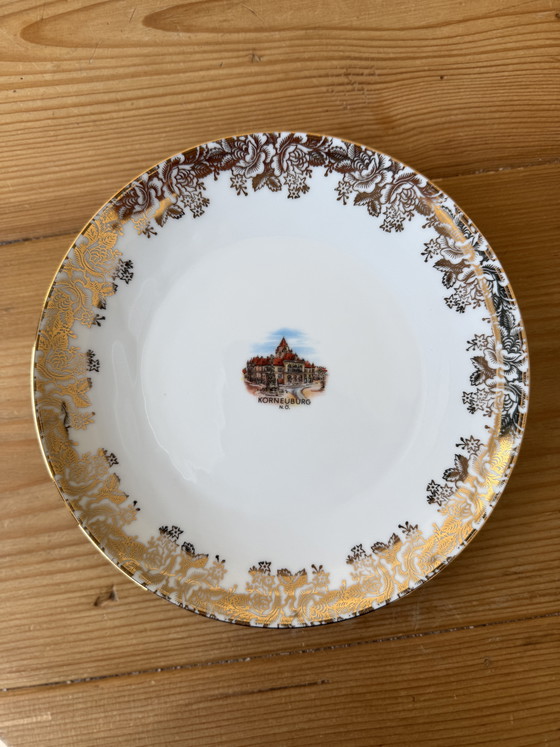 Image 1 of Trio di porcellane vintage Mitterteich Bavaria – Fiori dorati e Korneuburg