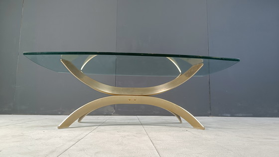 Image 1 of Tavolino da caffè italiano in ottone scultoreo vintage, anni '70