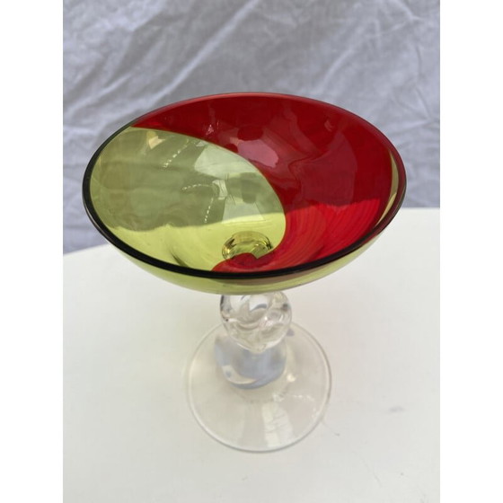 Image 1 of Vintage green and red cup by Serge Mansau for Murano 1992s